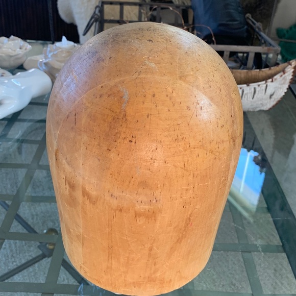 Vintage 40’s Hat Display Solid Wood Head approx 8”H 9” Diameter main image 7